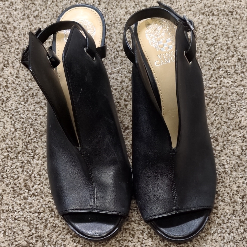 Vince Camuto Black Heeled Boots Sleek Minimalist Design